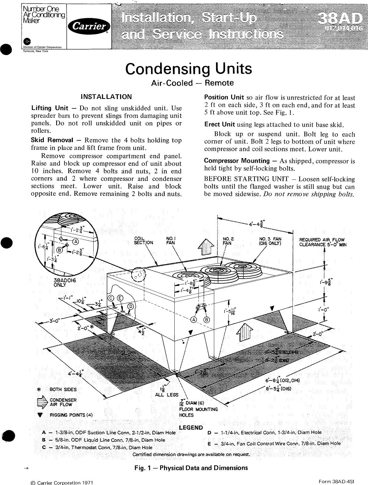 Page 1 of 6 - Carrier Carrier-Air-Cooled-Condensing-Units-38Ad-Users-Manual- Carrier-air-cooled-condensing-units-38ad-users-manual
