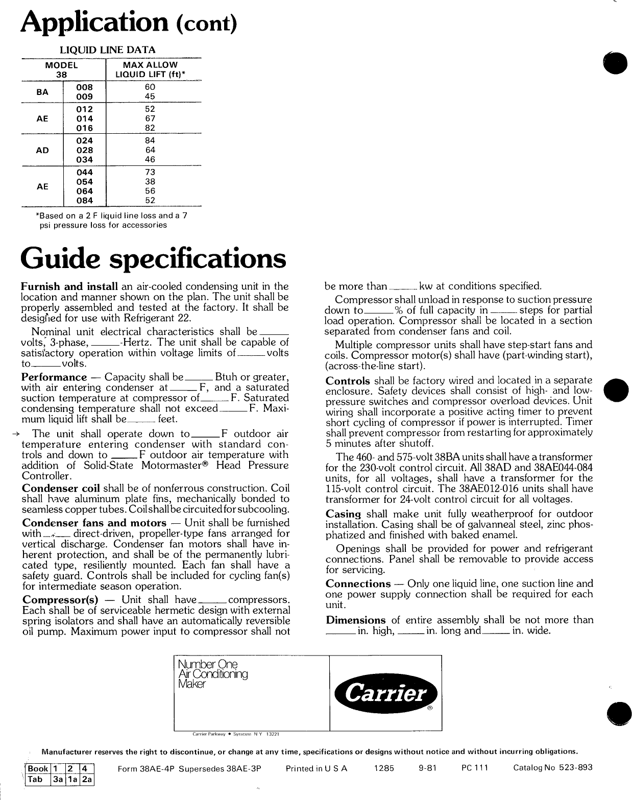 Page 12 of 12 - Carrier Carrier-Air-Cooled-Condensing-Units-38Ba-Users-Manual-  Carrier-air-cooled-condensing-units-38ba-users-manual