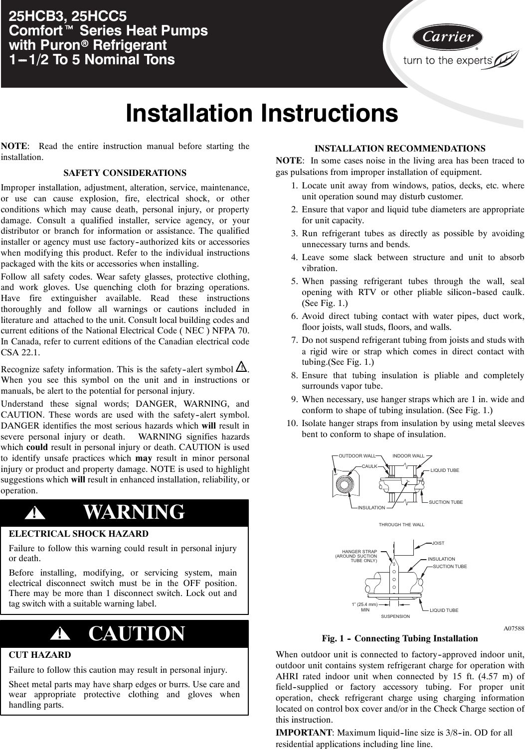 Page 1 of 8 - Carrier Carrier-Comfort-Series-25Hcb3-Users-Manual- 25HCB-C-3SI  Carrier-comfort-series-25hcb3-users-manual