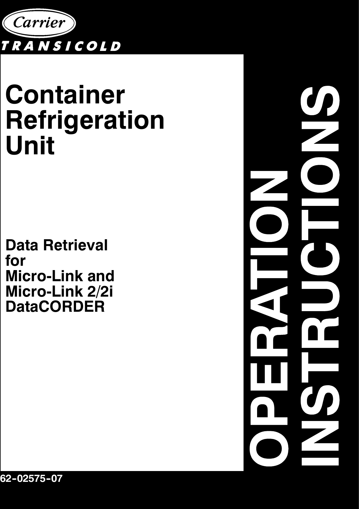 Carrier Container Refrigeration Unit Users Manual Blank
