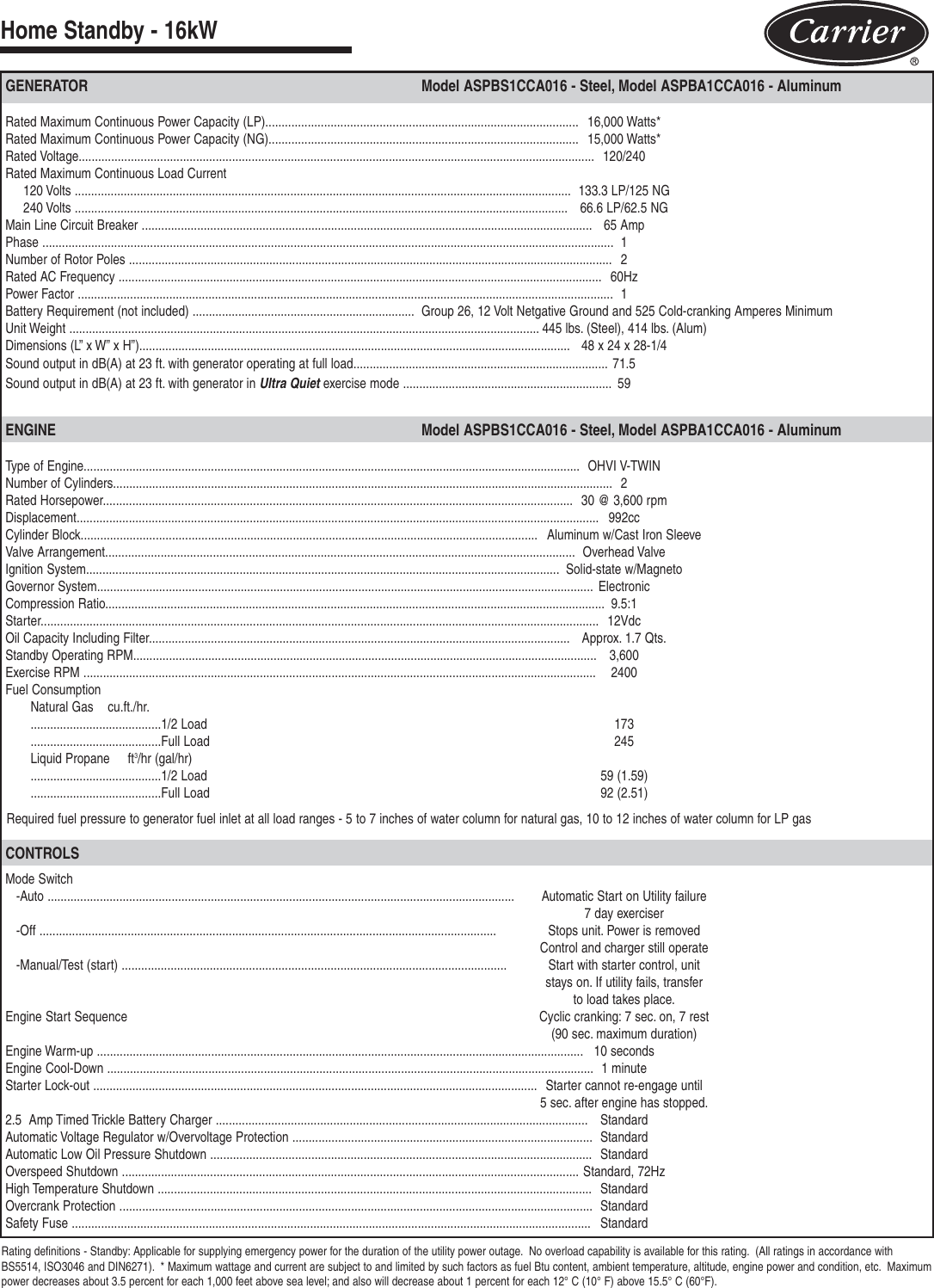 Page 3 of 4 - Carrier Carrier-Home-Standby-Aspba1Cca016-Users-Manual- CarrierAC16kW9.27.06  Carrier-home-standby-aspba1cca016-users-manual