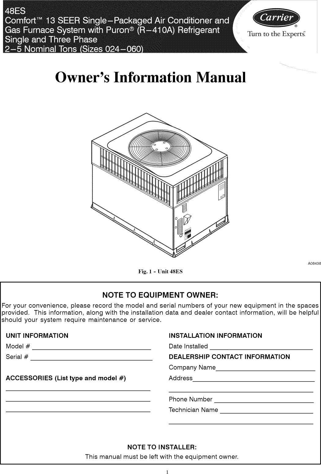 Page 1 of 10 - Carrier Carrier-Seer-48Es-Users-Manual-  Carrier-seer-48es-users-manual