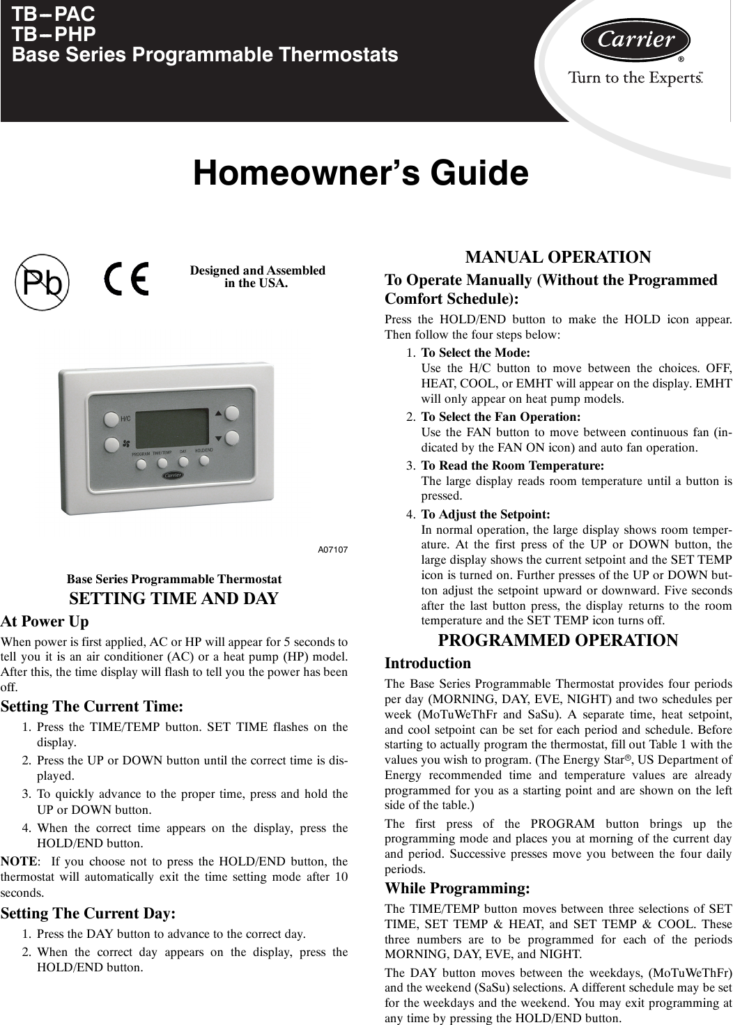 Page 5 of 8 - Carrier Carrier-Tb-Pac-Users-Manual- TB-PAC-7SI  Carrier-tb-pac-users-manual