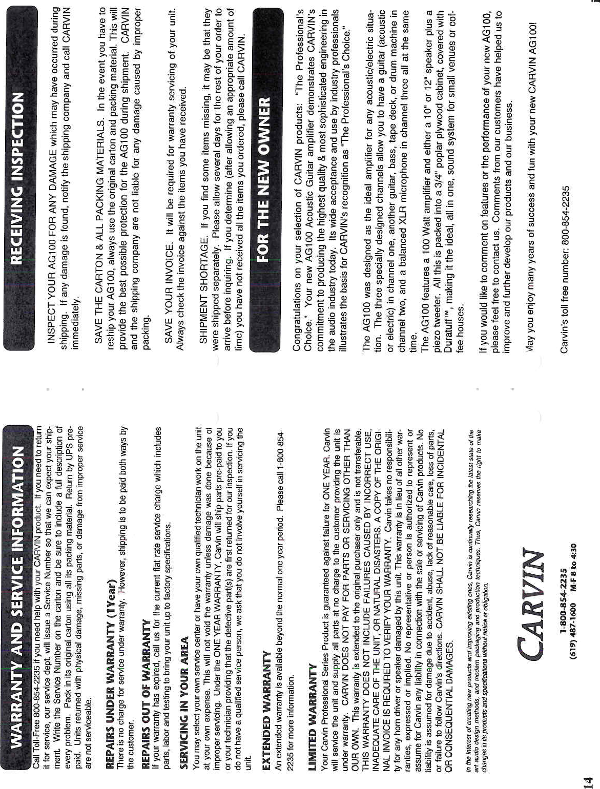 Page 8 of 10 - Carvin Carvin-Ag100-Owners-Manual