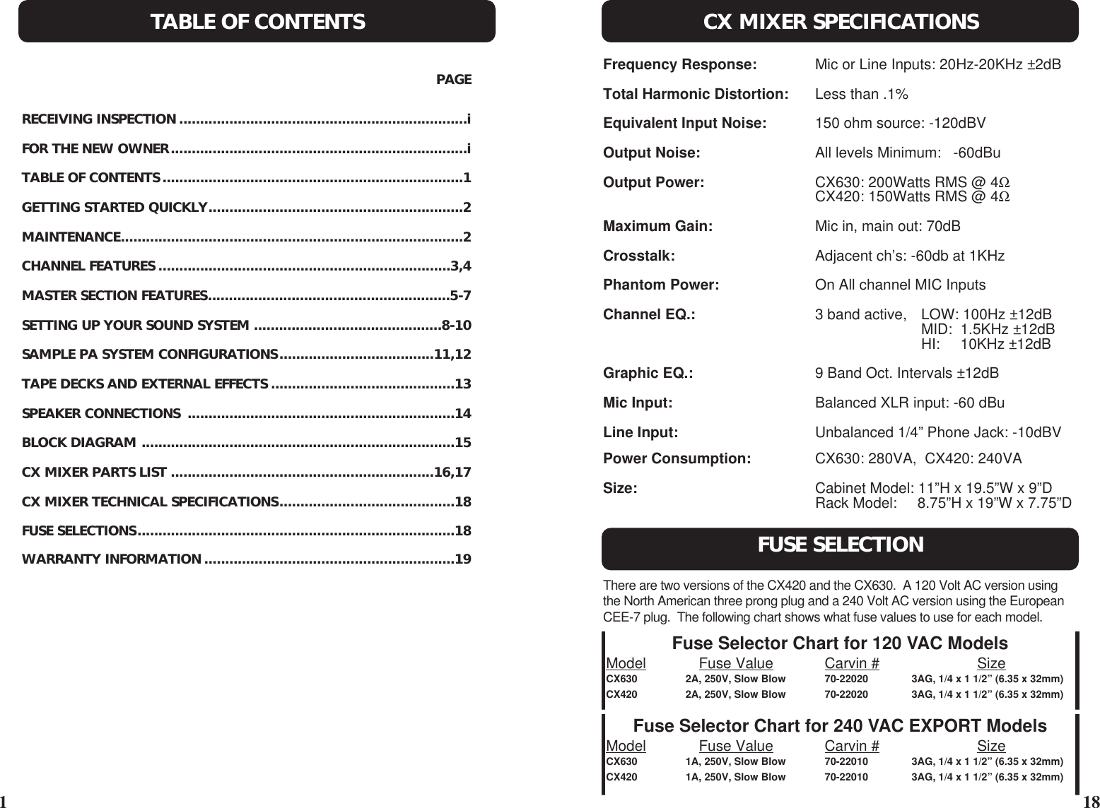 Page 8 of 12 - Carvin Carvin-Cx630-Owners-Manual CX4&6 Manual.6jun96