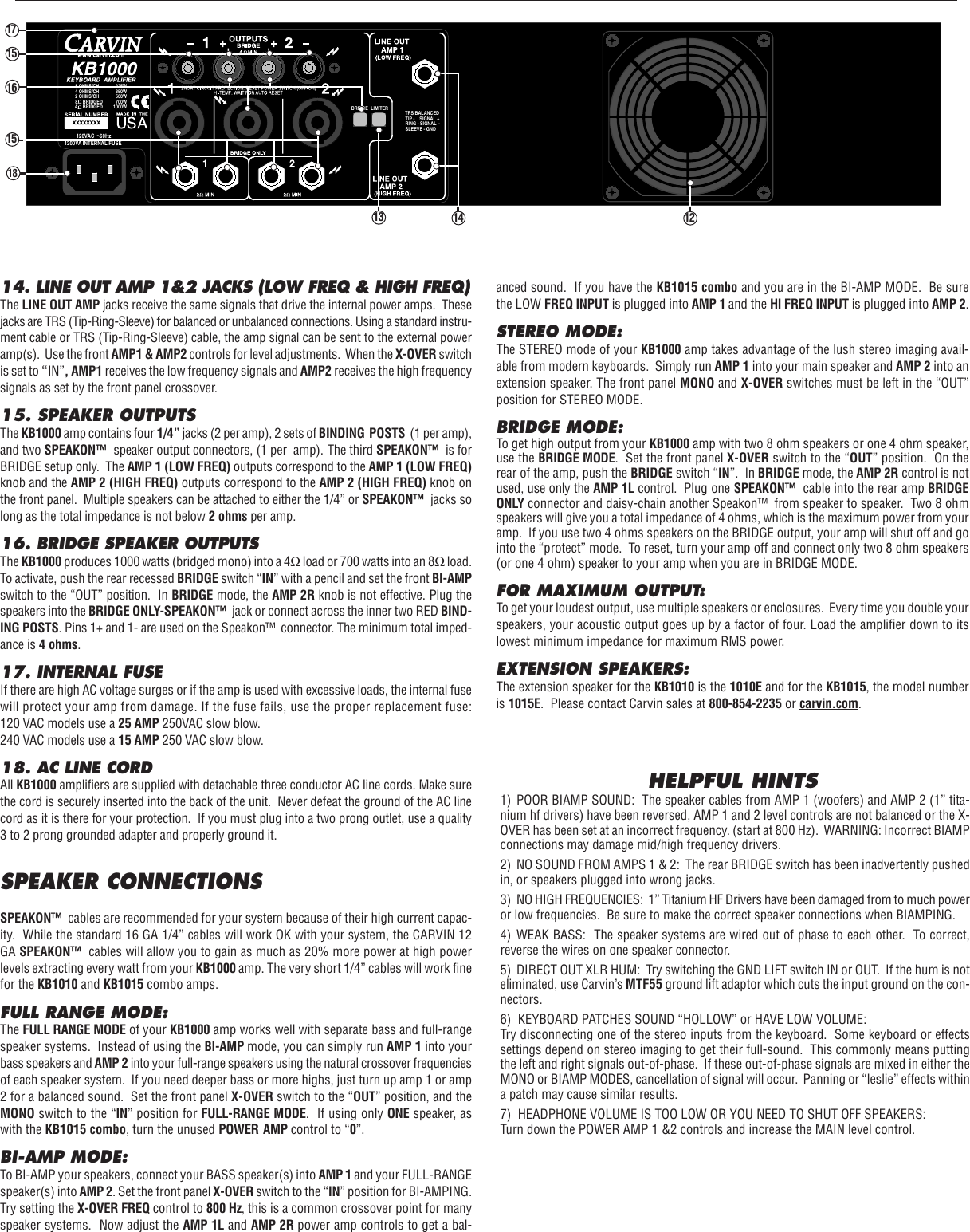 Page 3 of 4 - Carvin Carvin-Kb1010-Owners-Manual 76-72000A-KB1000.qx