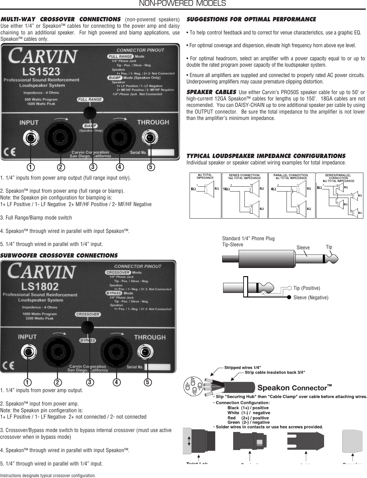 Page 3 of 4 - Carvin Carvin-Ls1802-Owners-Manual 76-15230A -LSCLUB SPKRS