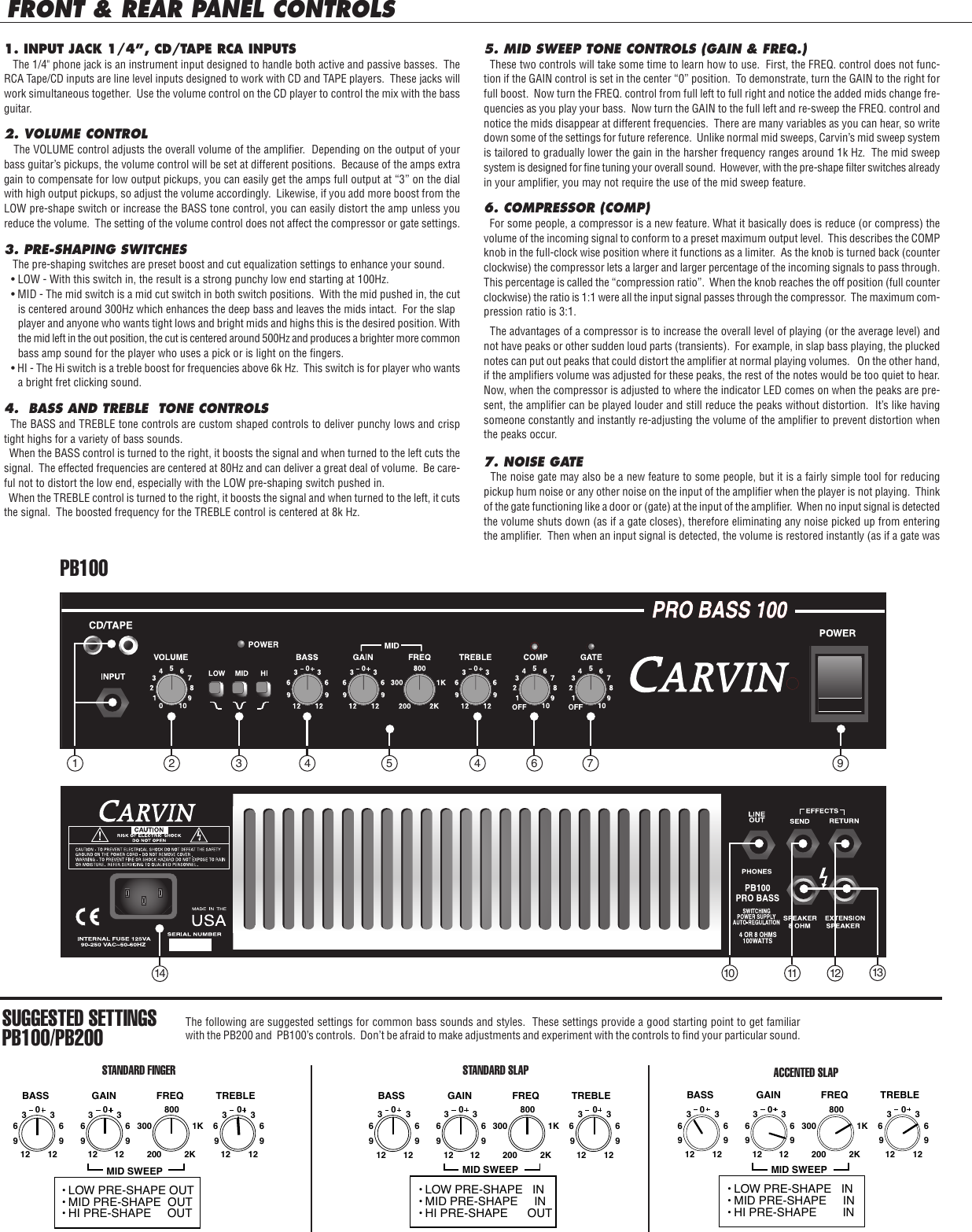 Page 2 of 4 - Carvin Carvin-Pb200-Owners-Manual PB100_200_07-05.QX