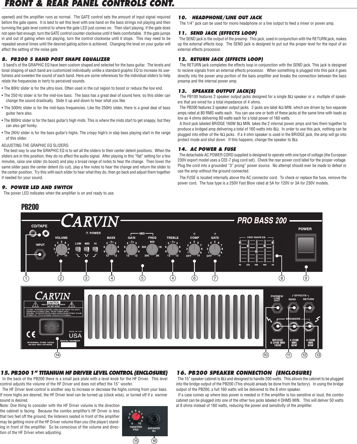 Page 3 of 4 - Carvin Carvin-Pb200-Owners-Manual PB100_200_07-05.QX