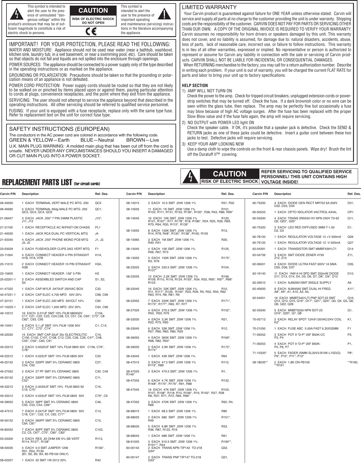 Page 4 of 4 - Carvin Carvin-Pb200-Owners-Manual PB100_200_07-05.QX