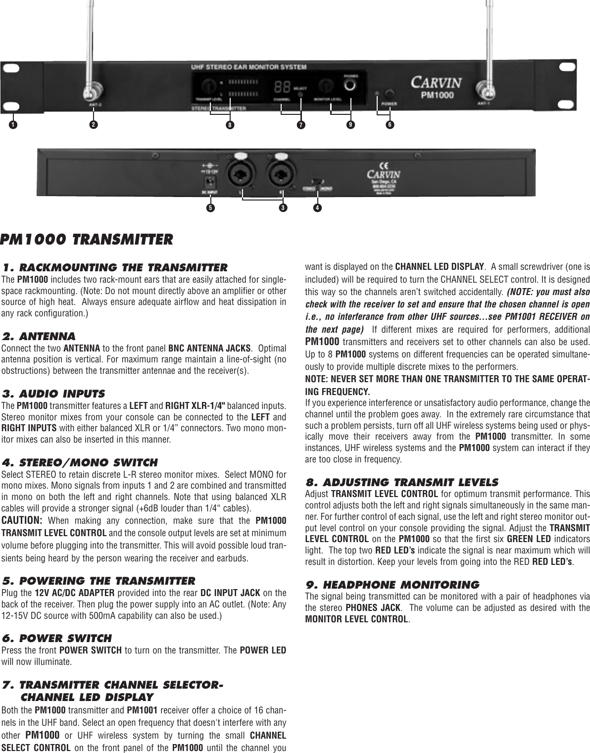 Page 2 of 4 - Carvin Carvin-Pm1000-Owners-Manual PM1000-Manual_2002.qx