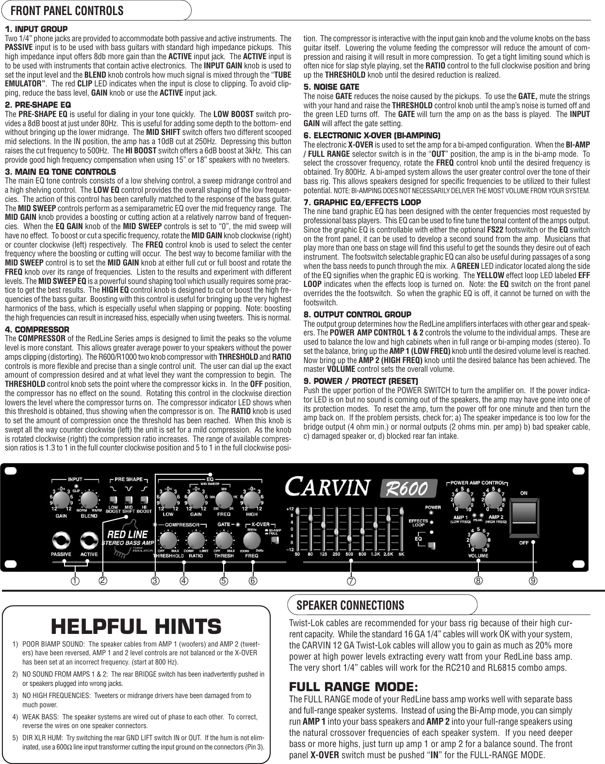 Page 2 of 4 - Carvin Carvin-R600-Series-Iii-Owners-Manual R600_R1000-08/01-web.qx