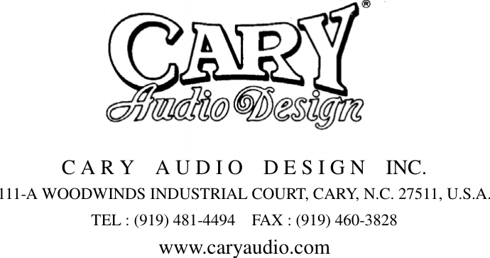 Page 12 of 12 - Cary-Audio-Design Cary-Audio-Design-Cd-200-Users-Manual- CD 306/200 Operating Manual  Cary-audio-design-cd-200-users-manual