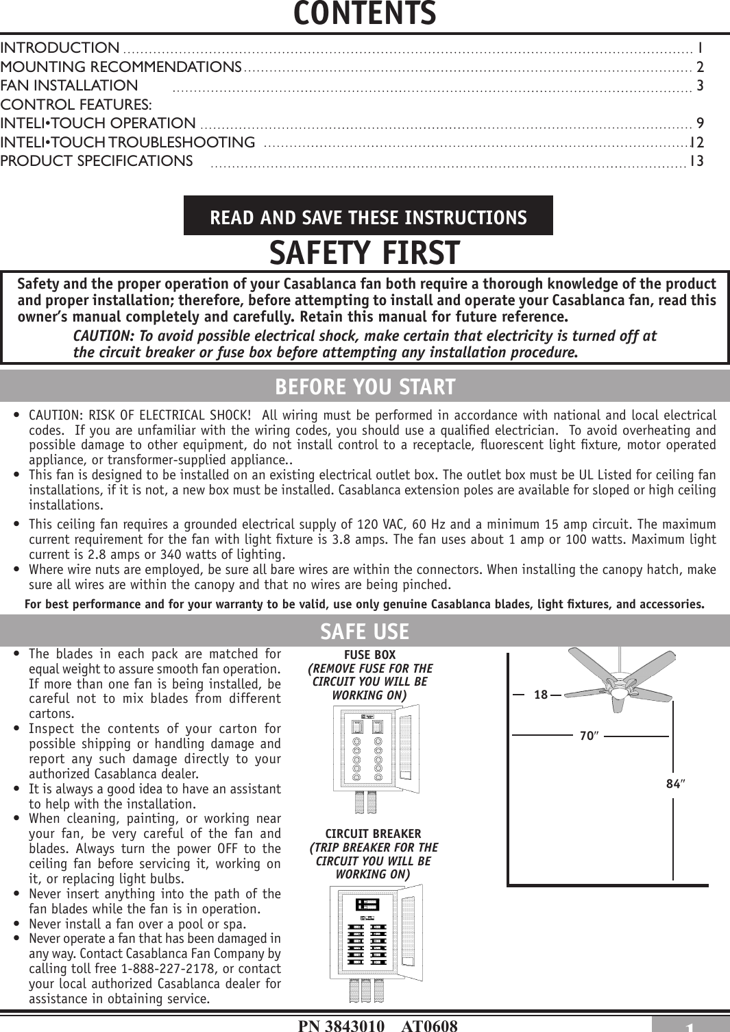 Casablanca Fan Company Bel Air Halo 38Dhxxt Users Manual