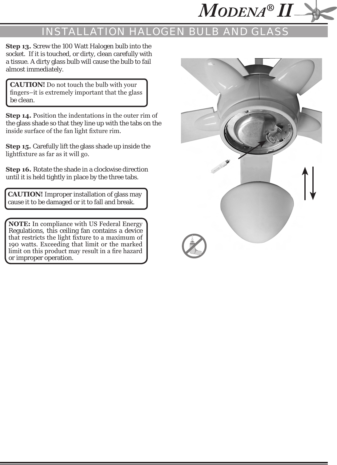Casablanca Fan Company Modena Ii C10gxxm Users Manual