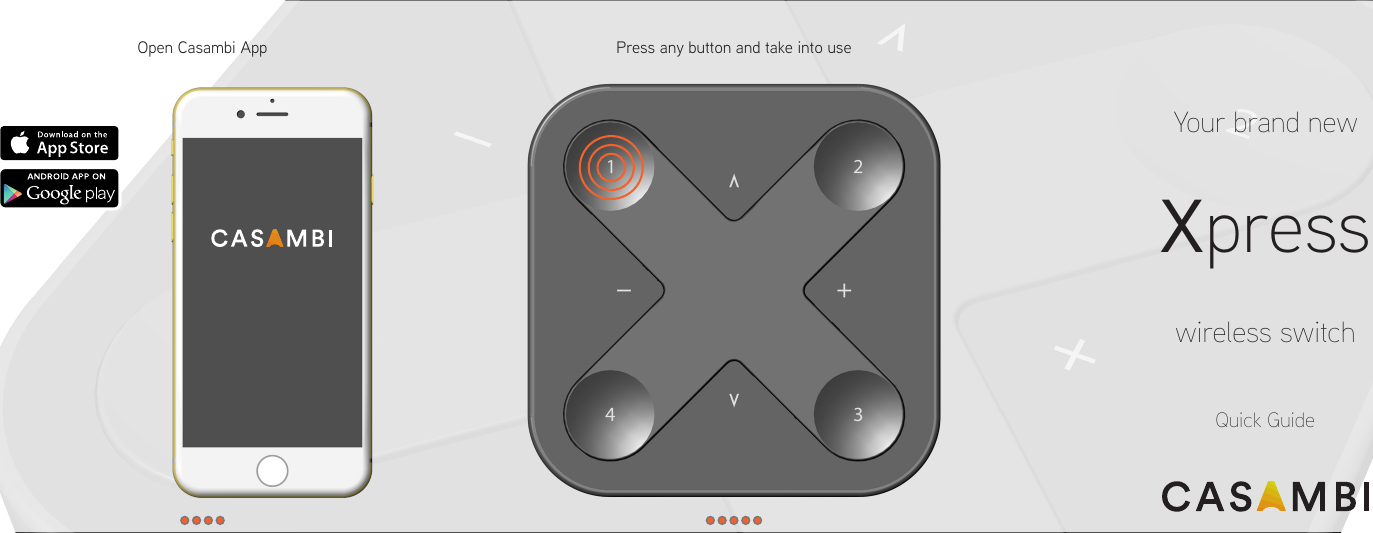 Your brand newXpresswireless switchQuick GuideOpen Casambi App Press any button and take into use