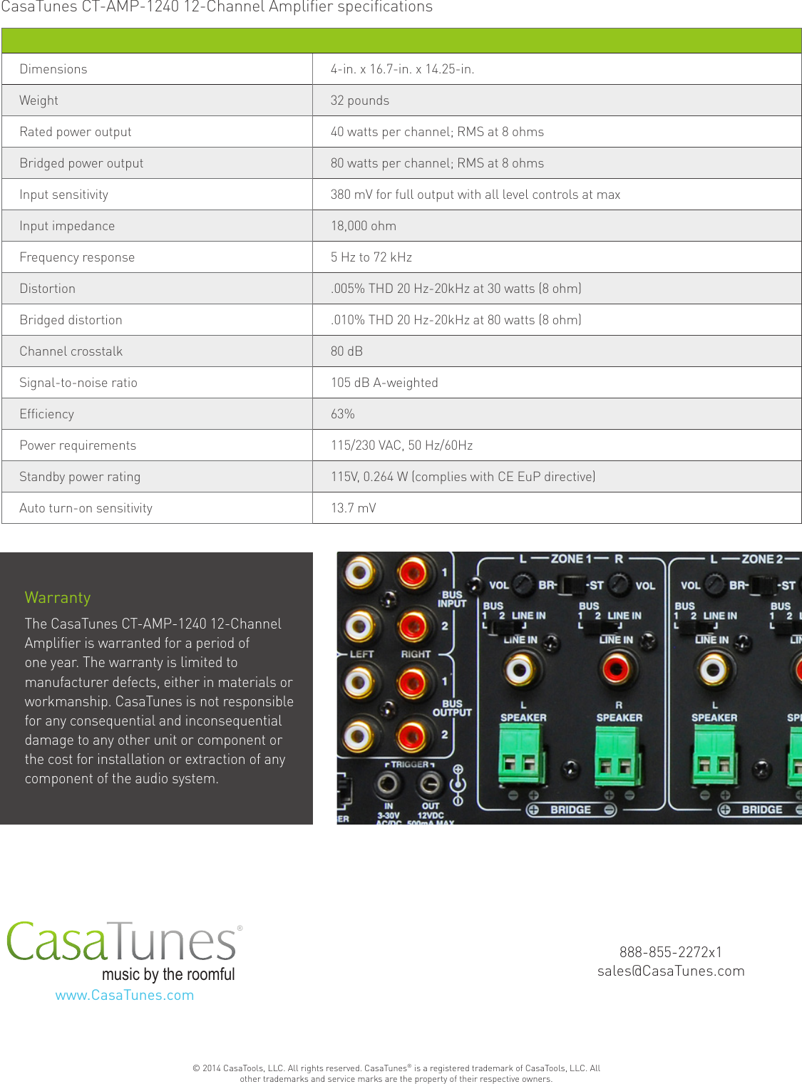 Page 2 of 2 - Brochure CT-AMP-1240 Amplifier