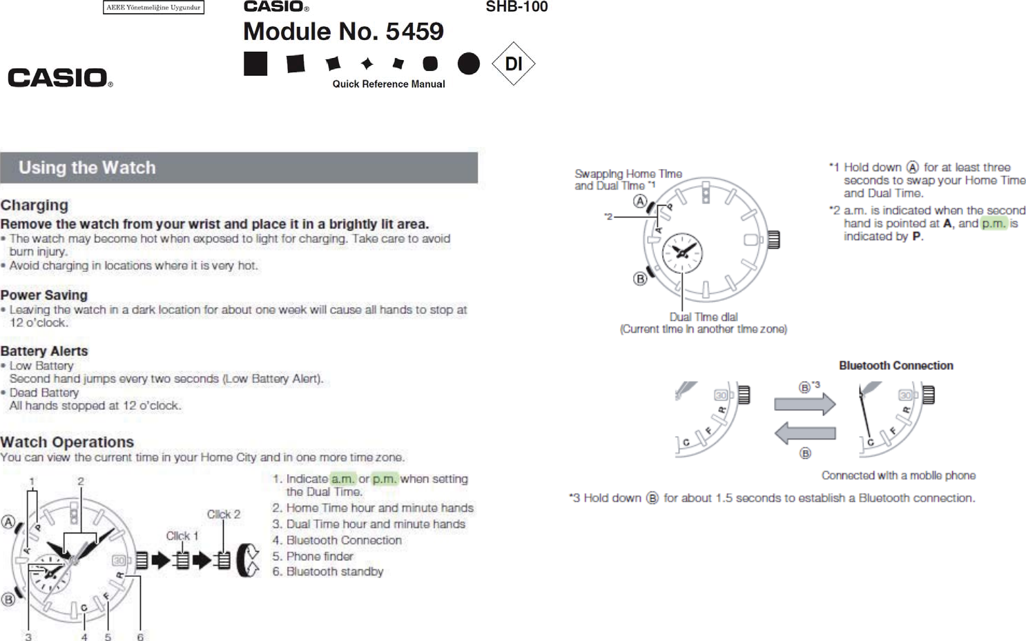 Casio Computer Co S04W Bluetooth Watch User Manual 08 SHB 100