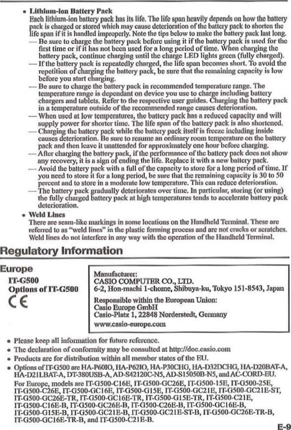 Page 11 of Casio Computer ITG500B Handheld Terminal User Manual 05