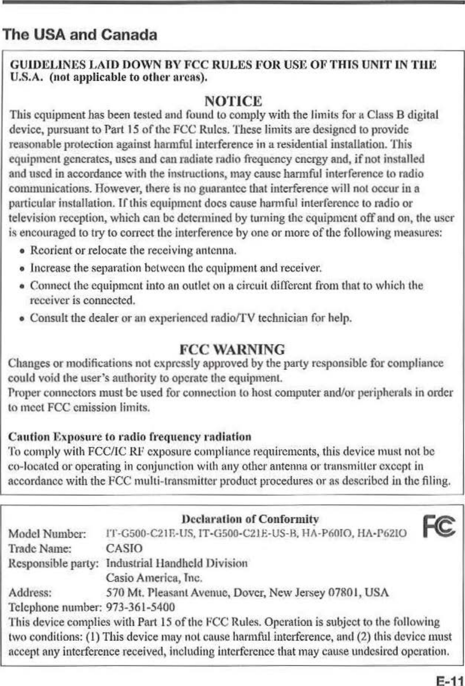 Page 13 of Casio Computer ITG500B Handheld Terminal User Manual 05