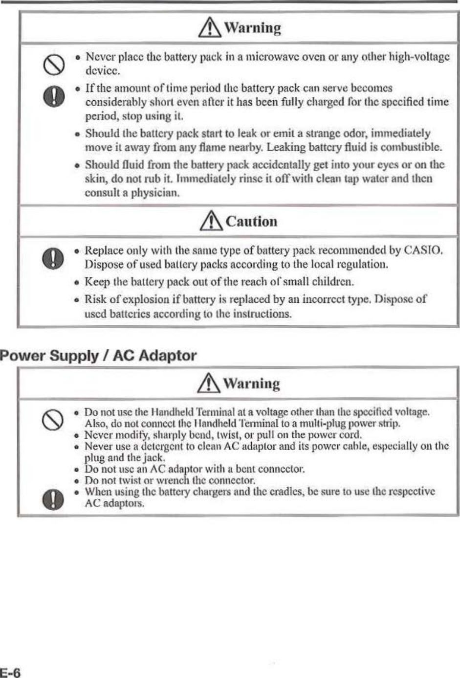 Page 8 of Casio Computer ITG500B Handheld Terminal User Manual 05