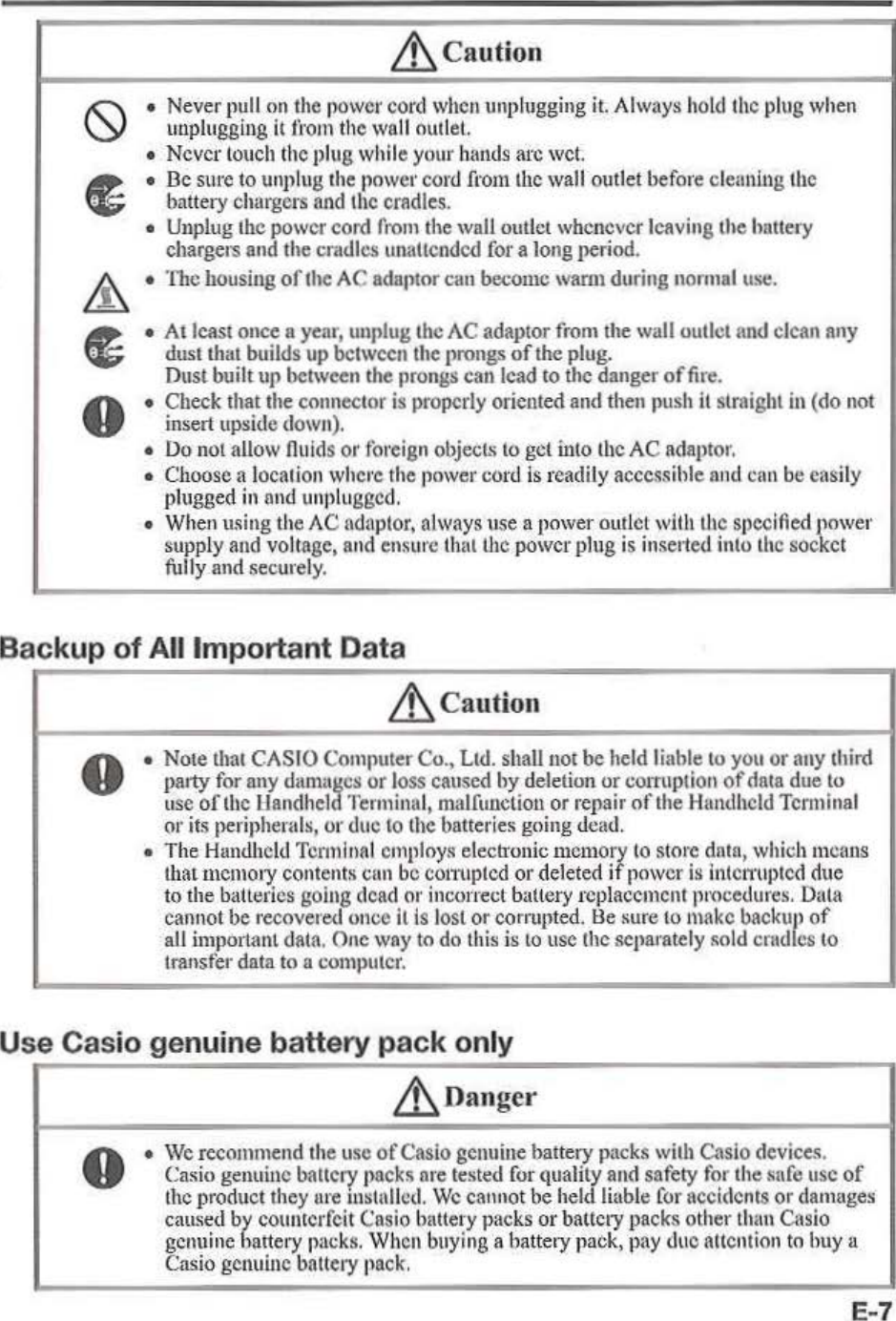 Page 9 of Casio Computer ITG500B Handheld Terminal User Manual 05