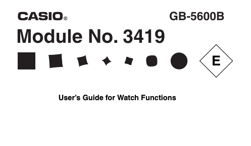 User’s Guide for Watch FunctionsEGB-5600BModule No. 3419