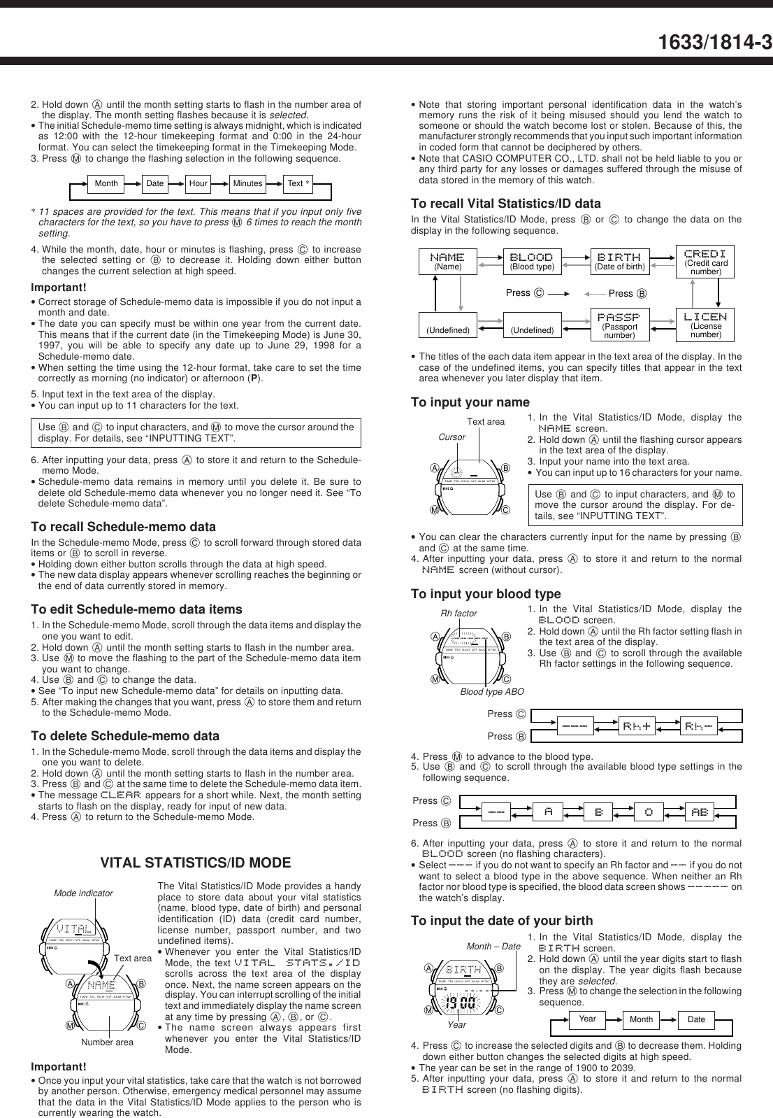 Page 3 of 5 - Casio Casio-1633-Users-Manual- QW-1633/1814  Casio-1633-users-manual