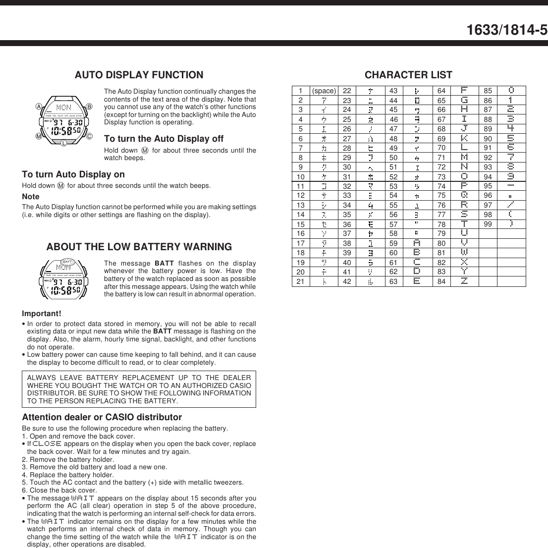 Page 5 of 5 - Casio Casio-1633-Users-Manual- QW-1633/1814  Casio-1633-users-manual