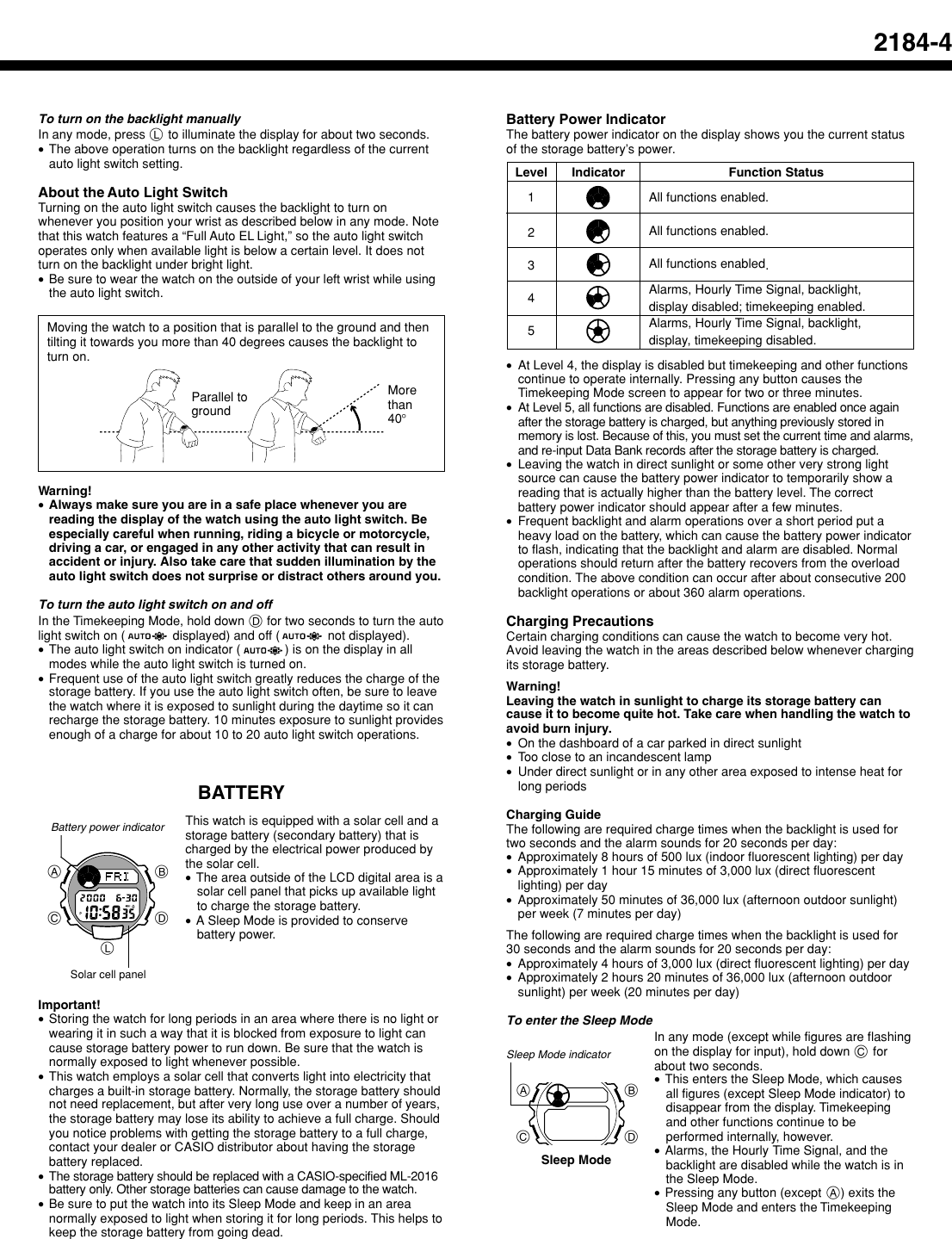 Page 4 of 5 - Casio Casio-2184-Users-Manual- QW-2184  Casio-2184-users-manual