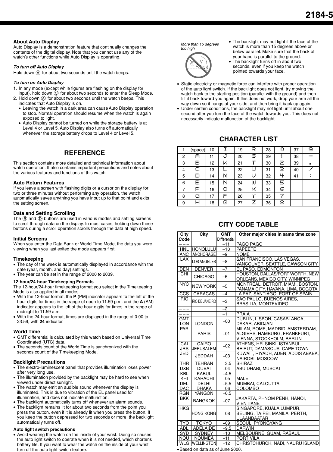 Page 5 of 5 - Casio Casio-2184-Users-Manual- QW-2184  Casio-2184-users-manual