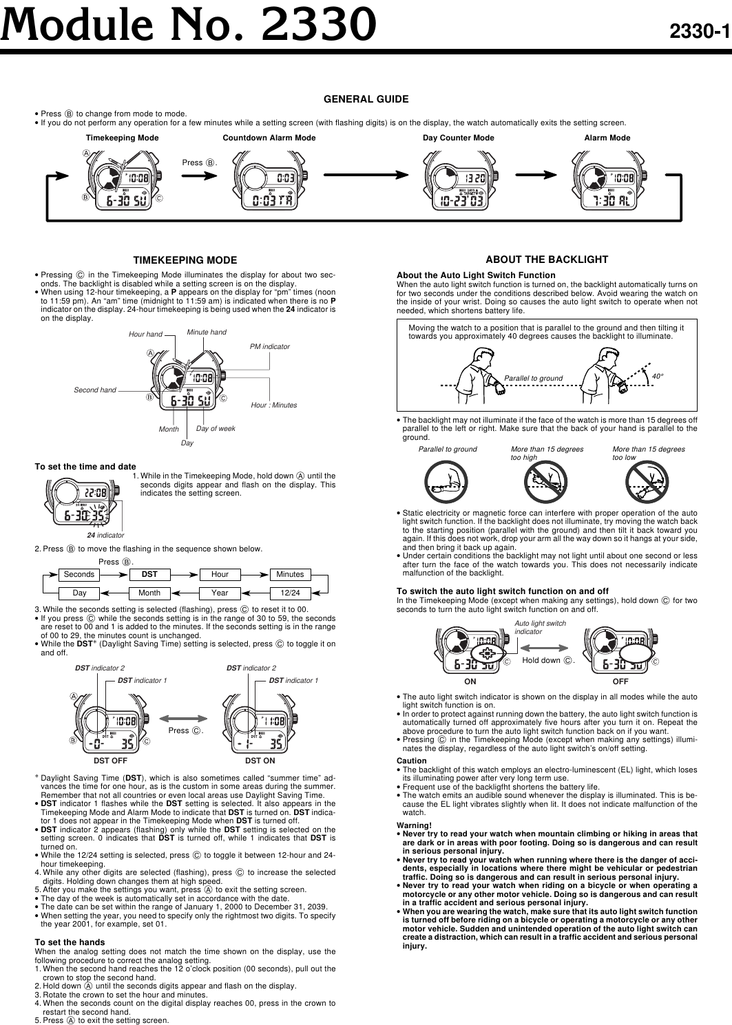 Casio 2330 Users Manual QW