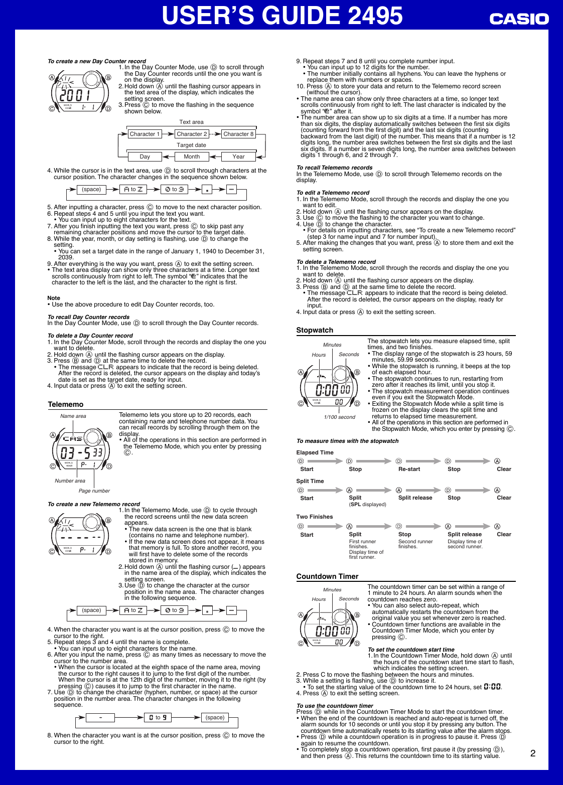 Page 2 of 3 - Casio Casio-2495-Users-Manual- QW-2495  Casio-2495-users-manual