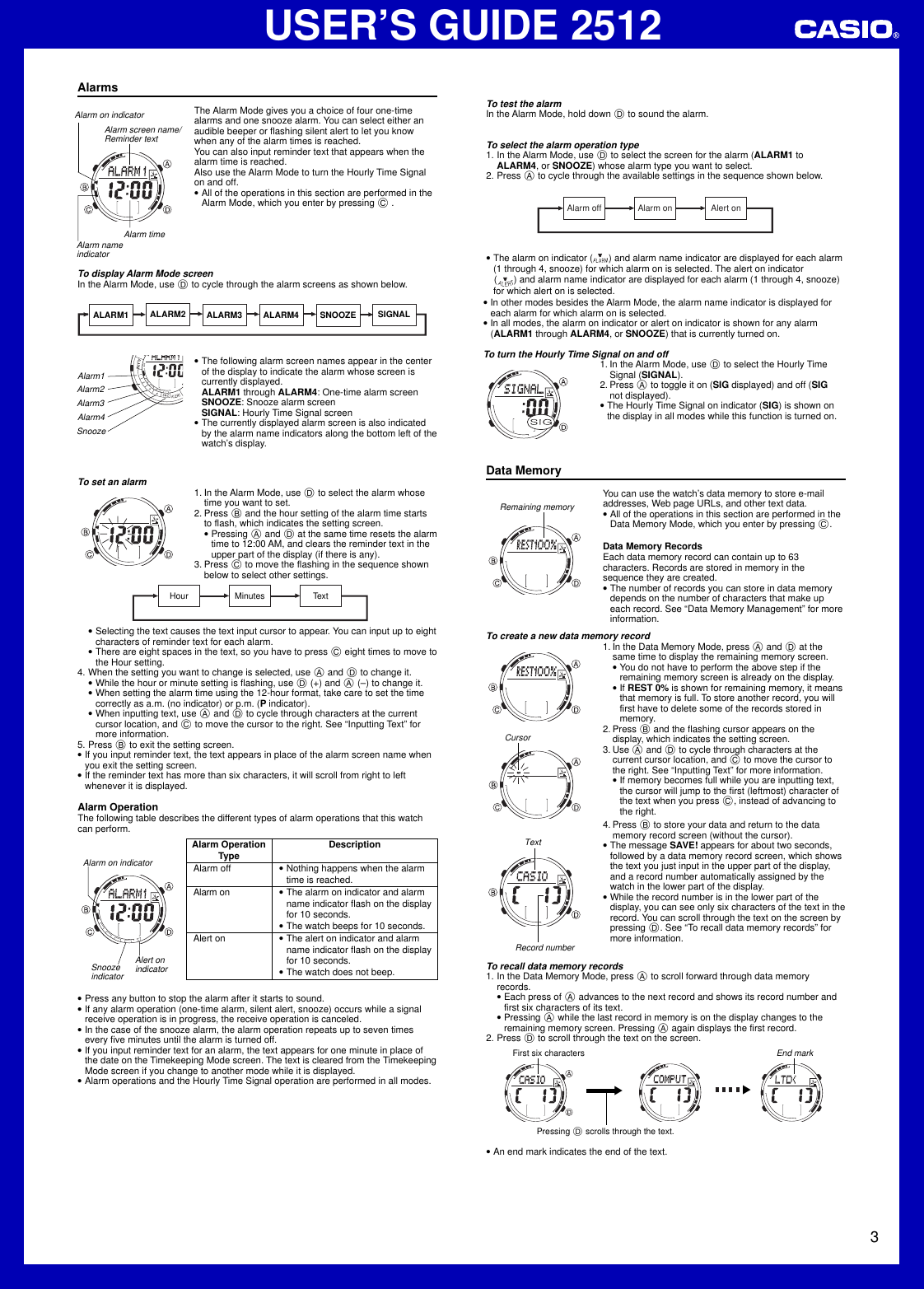 Page 3 of 6 - Casio Casio-2512-Users-Manual- QW-2512  Casio-2512-users-manual