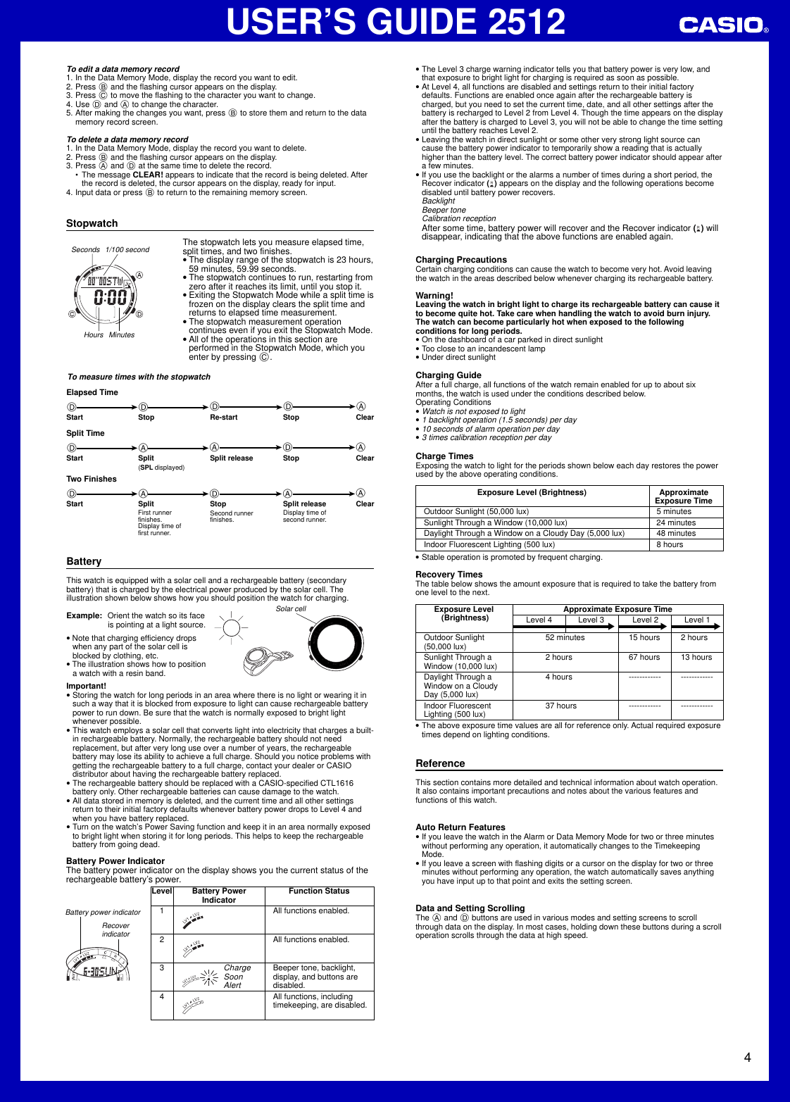 Page 4 of 6 - Casio Casio-2512-Users-Manual- QW-2512  Casio-2512-users-manual