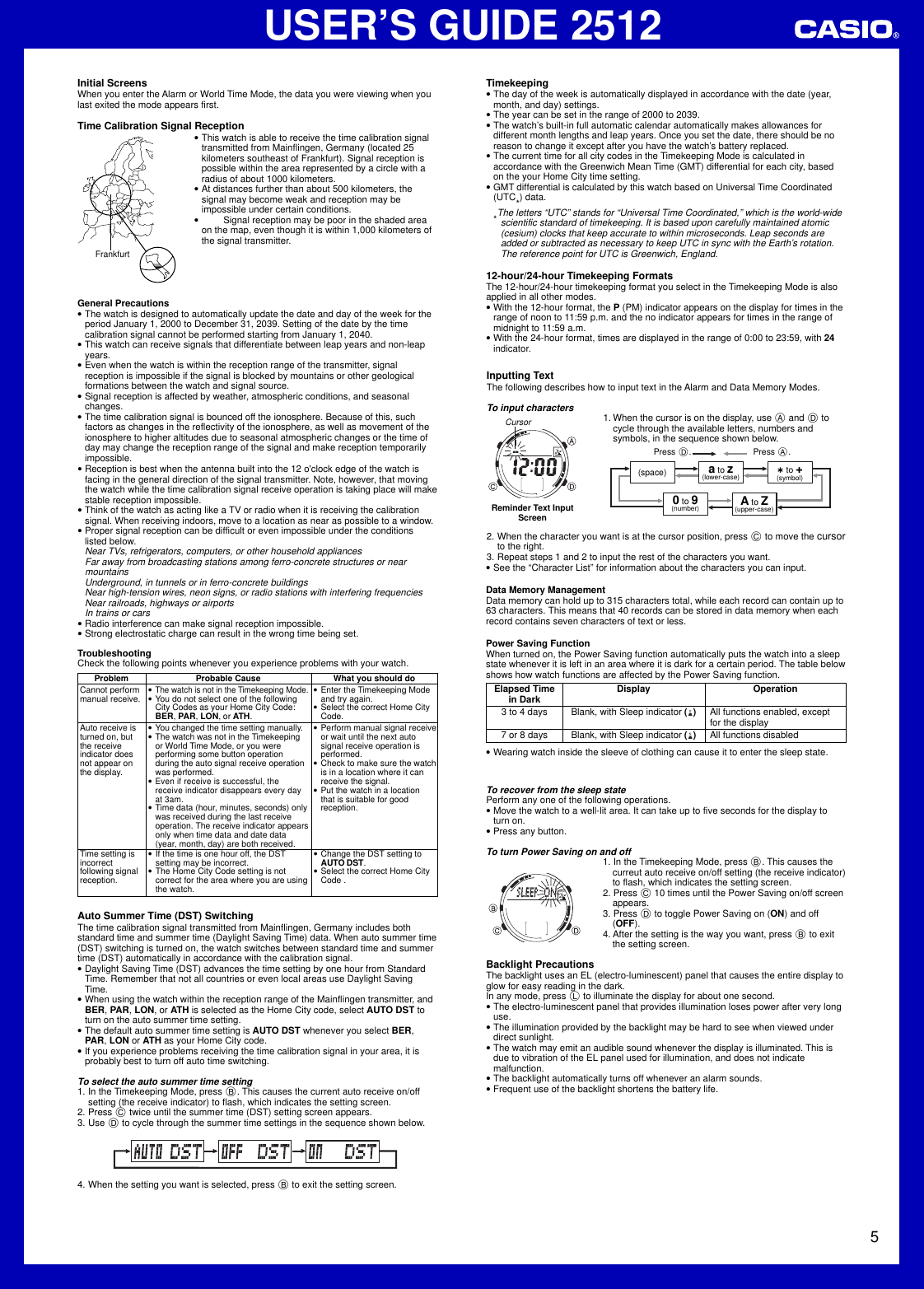 Page 5 of 6 - Casio Casio-2512-Users-Manual- QW-2512  Casio-2512-users-manual
