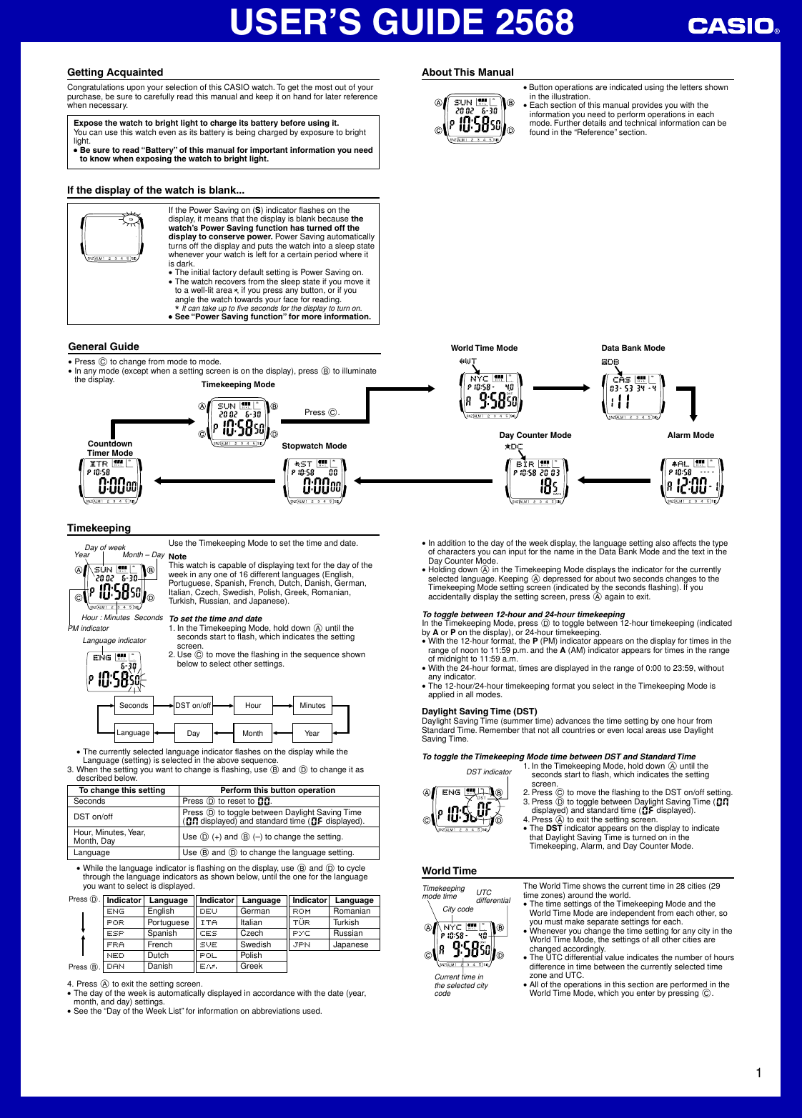 Page 1 of 5 - Casio Casio-2568-Users-Manual- QW-2568  Casio-2568-users-manual