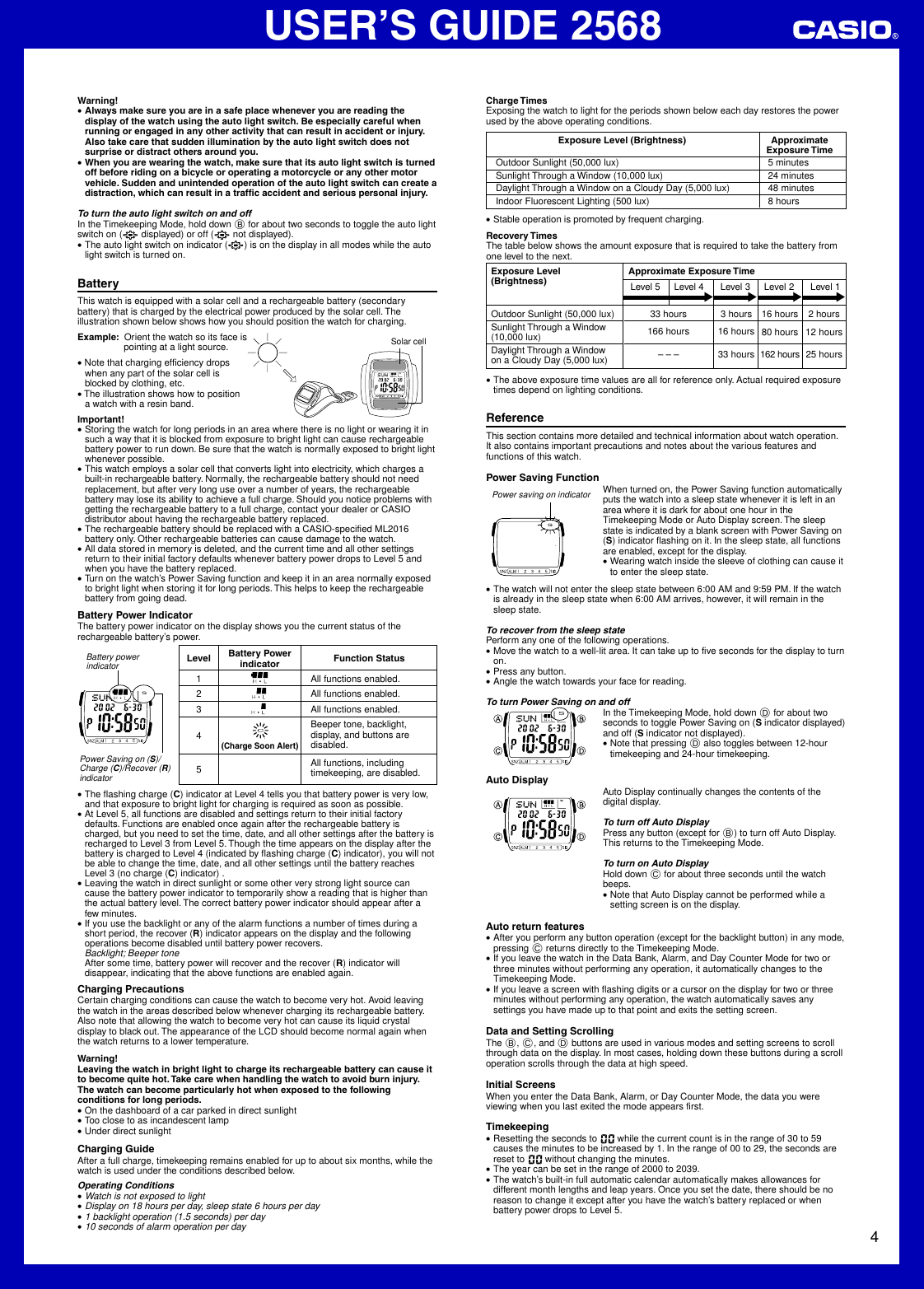 Page 4 of 5 - Casio Casio-2568-Users-Manual- QW-2568  Casio-2568-users-manual