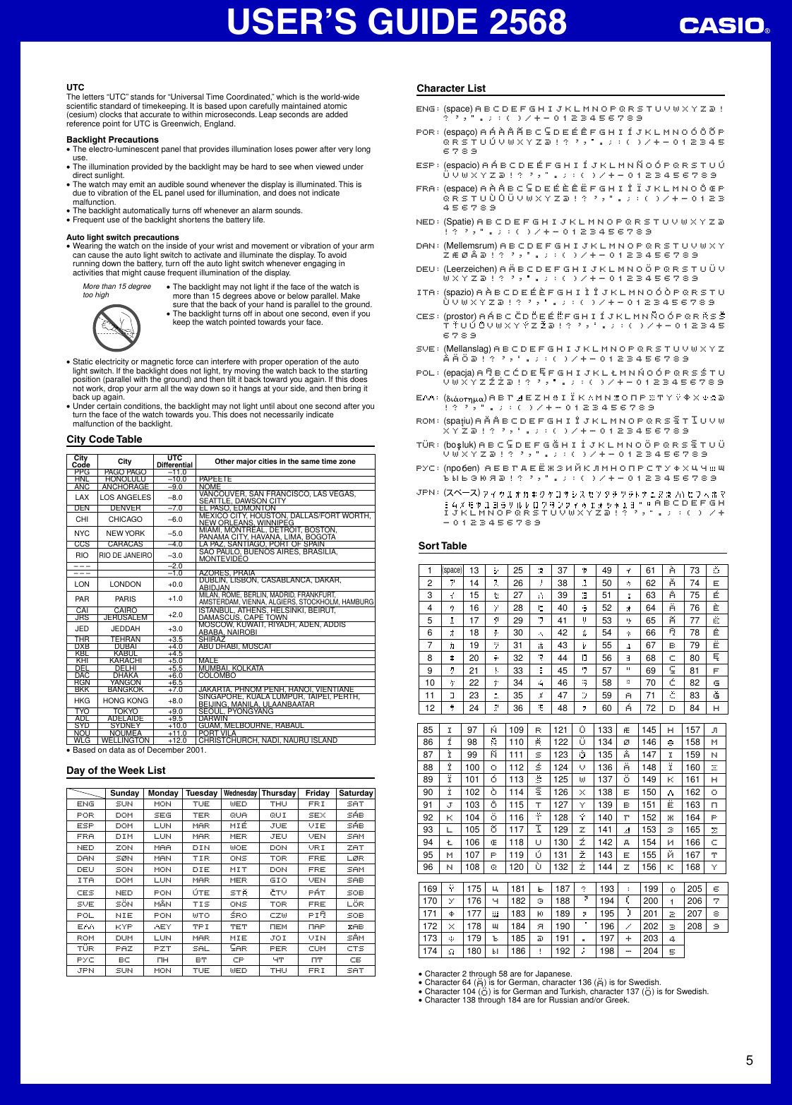 Page 5 of 5 - Casio Casio-2568-Users-Manual- QW-2568  Casio-2568-users-manual