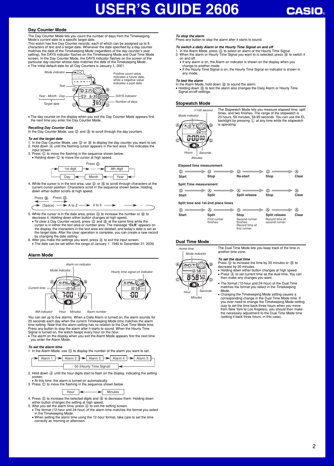 Page 2 of 2 - Casio Casio-2606-Users-Manual- QW-2606  Casio-2606-users-manual