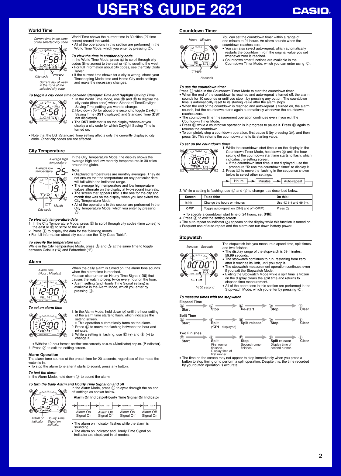 Page 2 of 3 - Casio Casio-2621-Users-Manual- QW-2621 Casio-2621-users-manual