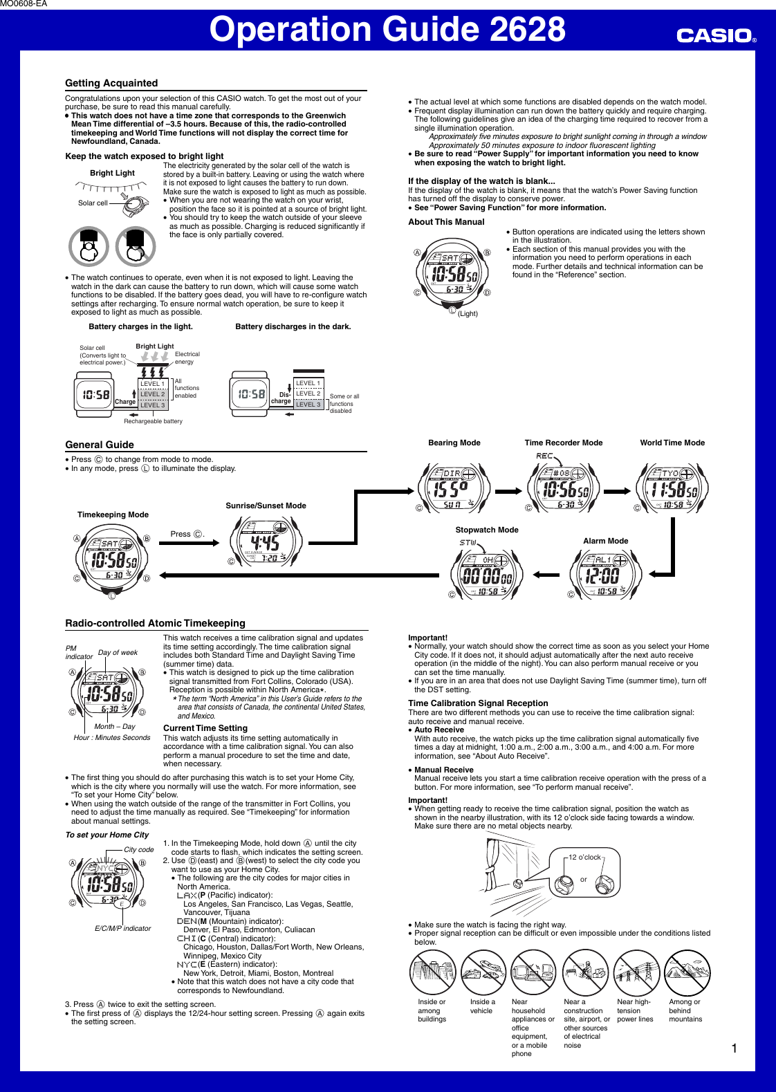 Page 1 of 7 - Casio Casio-2628-Users-Manual- QW-2628  Casio-2628-users-manual