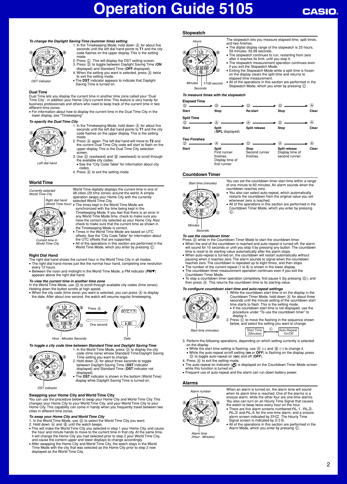 Page 2 of 5 - Casio Casio-5105-Users-Manual- QW-5105  Casio-5105-users-manual