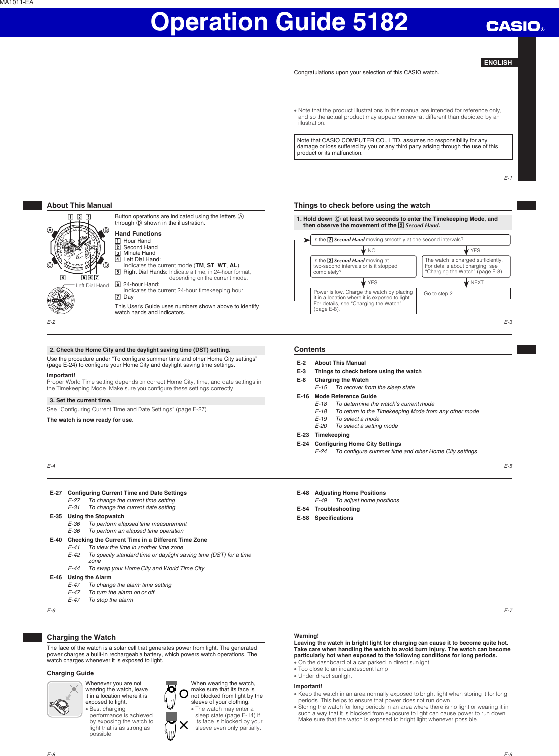 Page 1 of 7 - Casio Casio-5182-Users-Manual- QW-5182  Casio-5182-users-manual