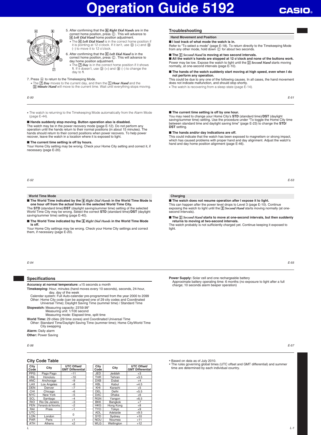 Page 6 of 6 - Casio Casio-5192-Users-Manual- QW-5192  Casio-5192-users-manual