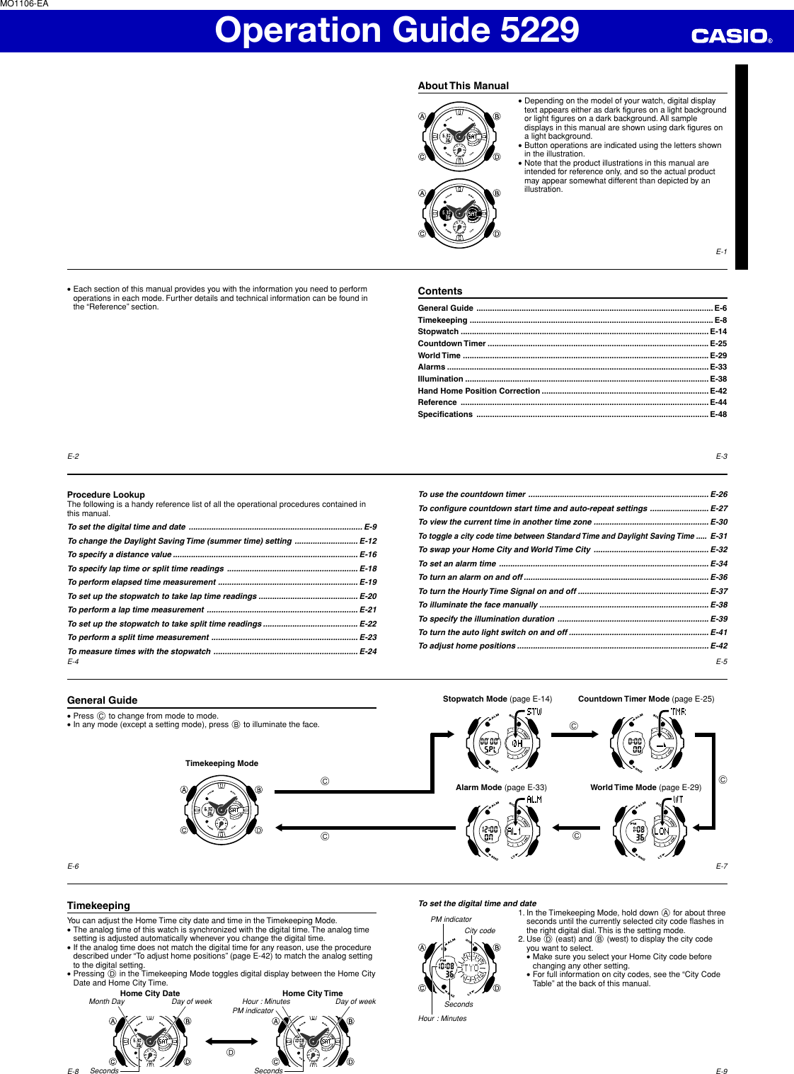 Page 1 of 6 - Casio Casio-5229-Operation-Manual- QW-5229  Casio-5229-operation-manual