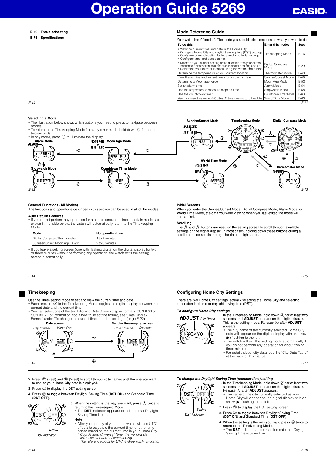 Page 2 of 9 - Casio Casio-5269-Operation-Manual- QW-5269  Casio-5269-operation-manual