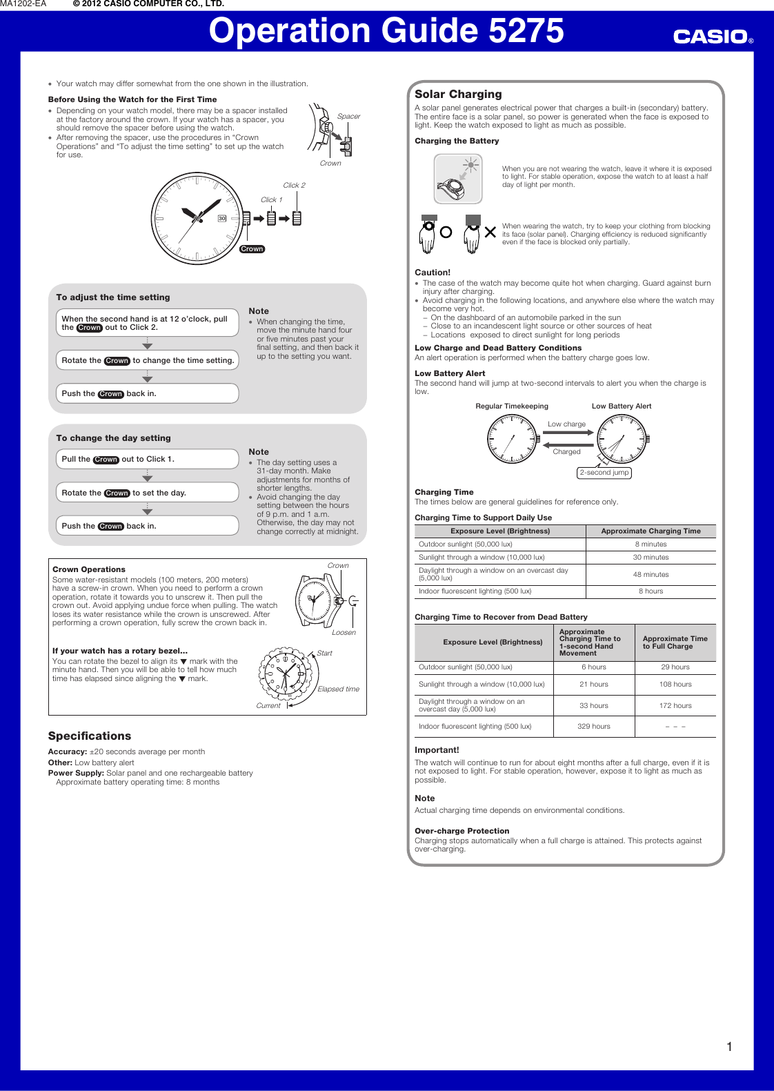 Page 1 of 1 - Casio Casio-5275-Users-Manual- QW-5275  Casio-5275-users-manual