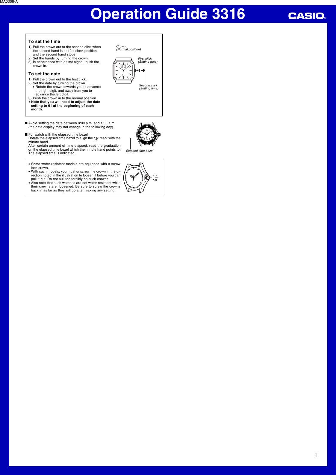 Page 1 of 1 - Casio Casio-Casio-3316-Users-Manual- QW-3316  Casio-casio-3316-users-manual