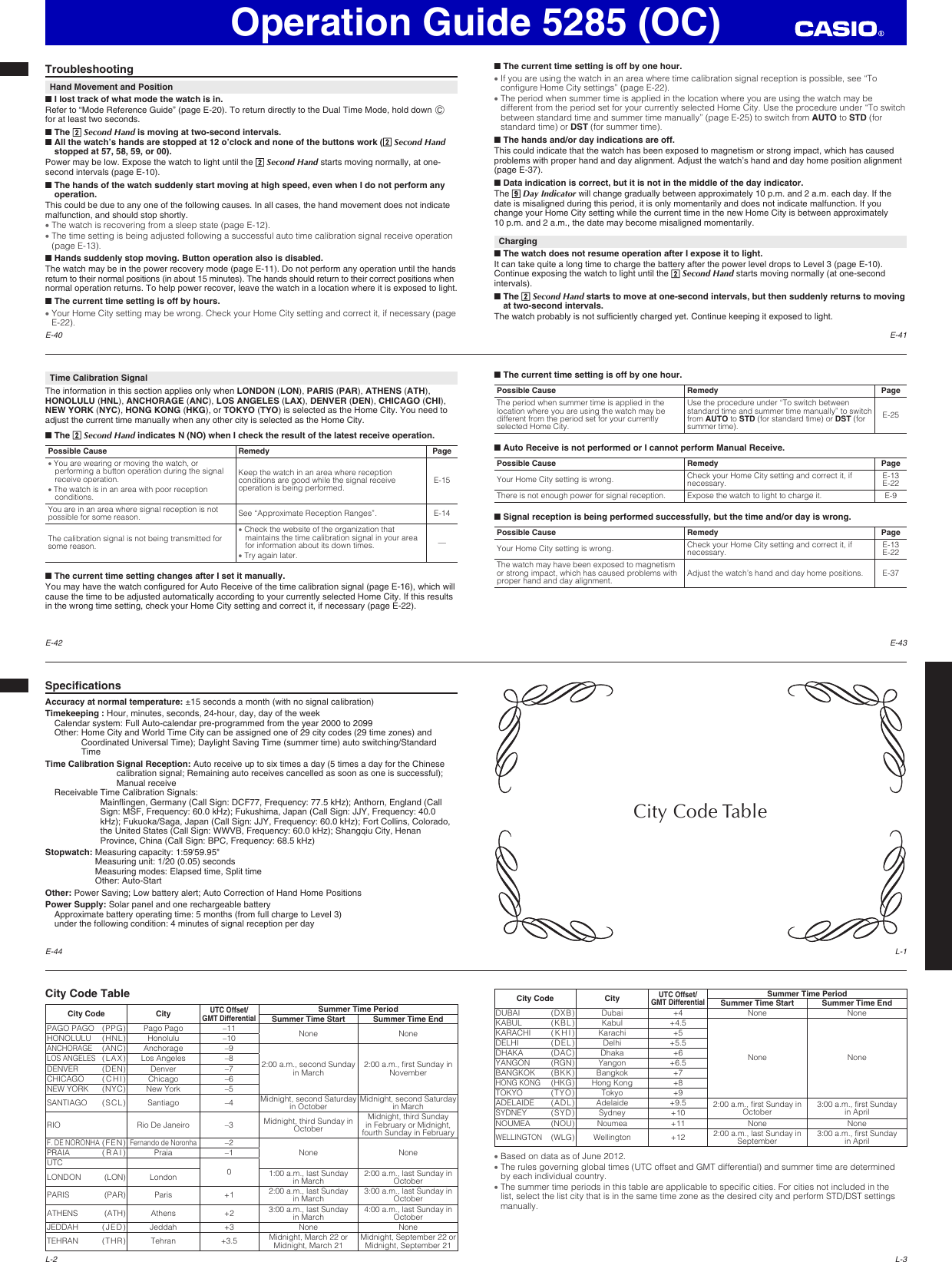 Page 6 of 6 - Casio Casio-Casio-5285-Users-Manual- QW-5285OC  Casio-casio-5285-users-manual